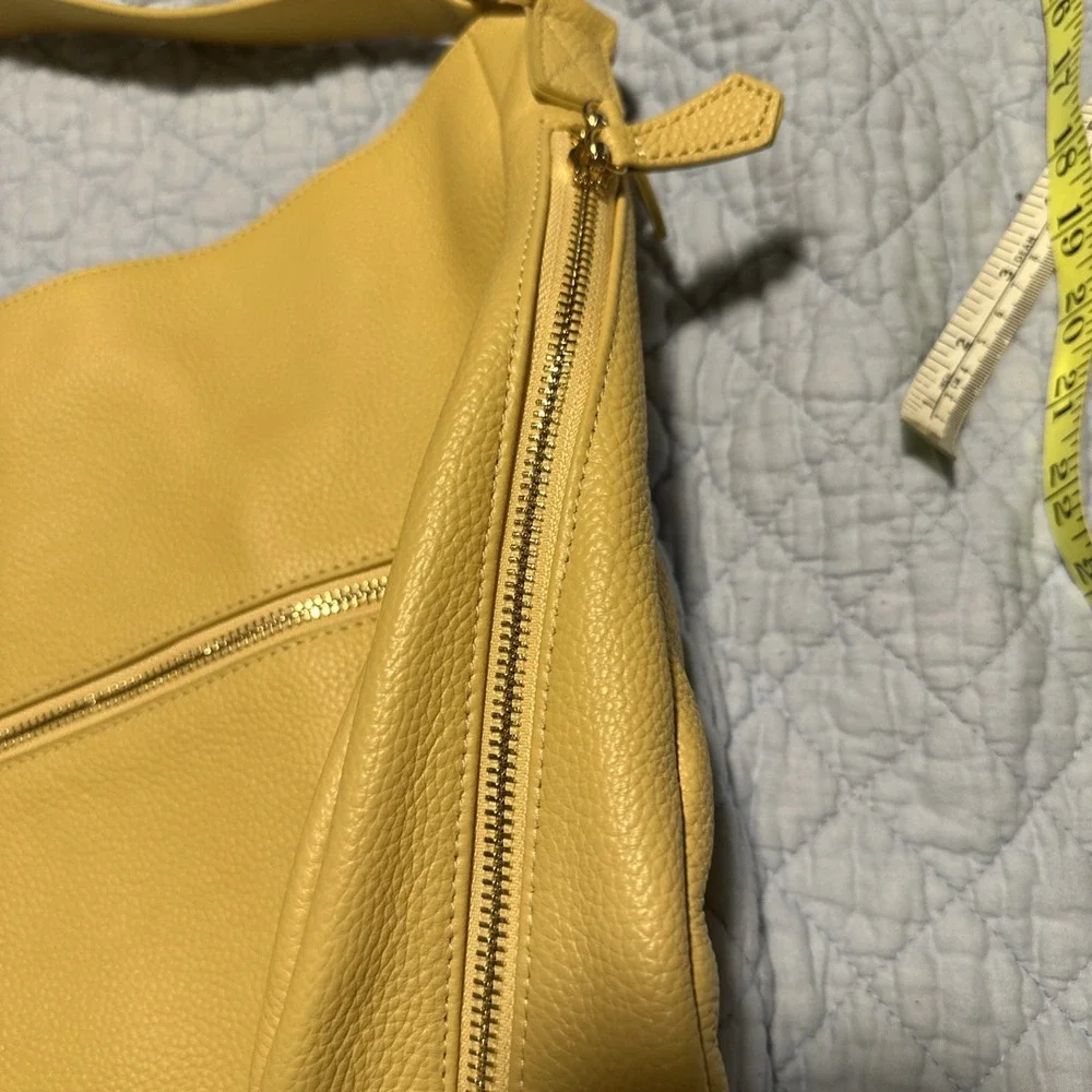 Laggo: The Taylor Yellow Leather Hobo Front Zipper Pocket‎ Shoulder Handbag